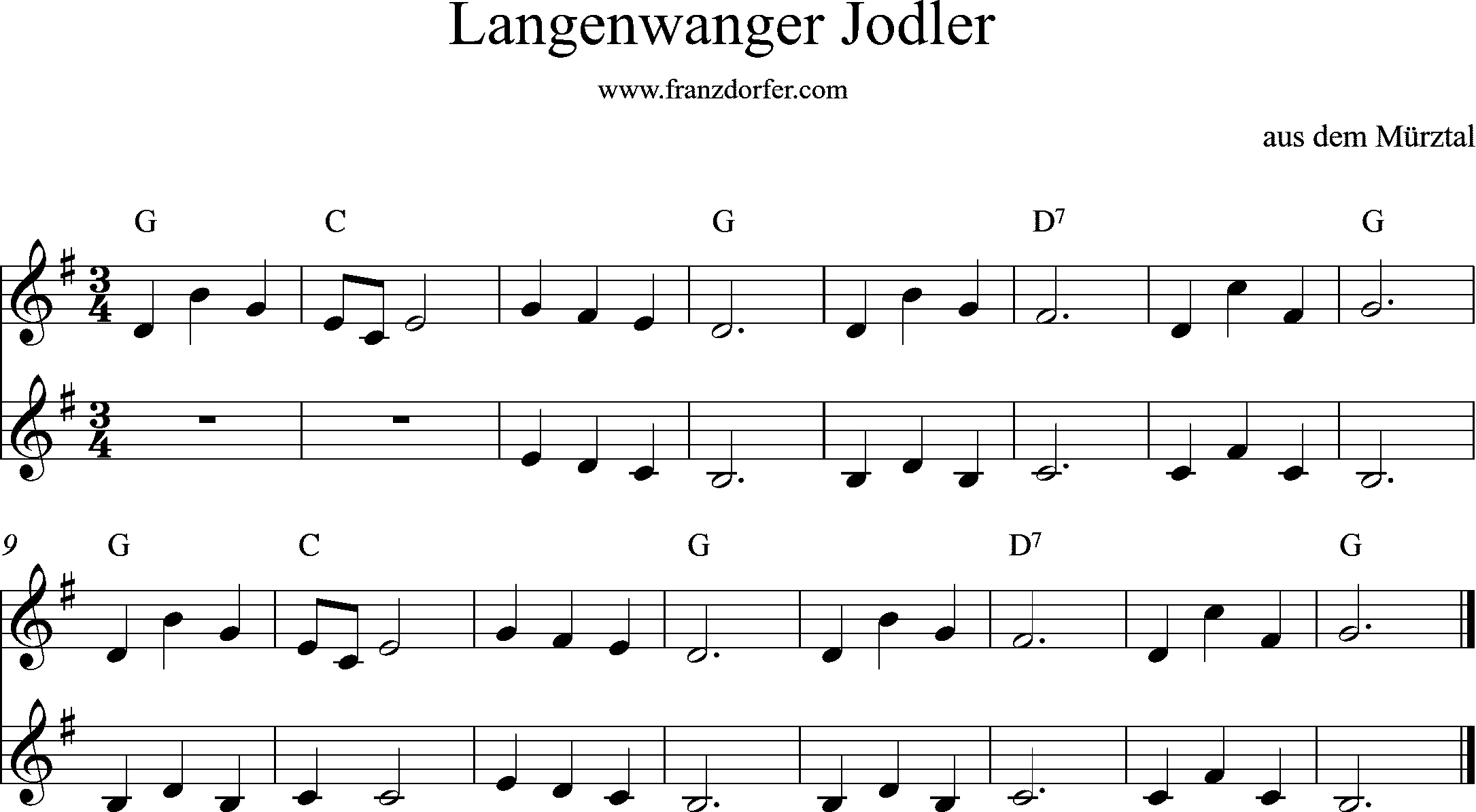 Langenwanger Jodler, G-Dur